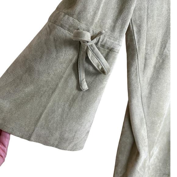 Joh Faux Suede Tunic/Shawl, Top Ties in Back, Ties at Sleeves, Seafoam Green - Picture 3 of 6